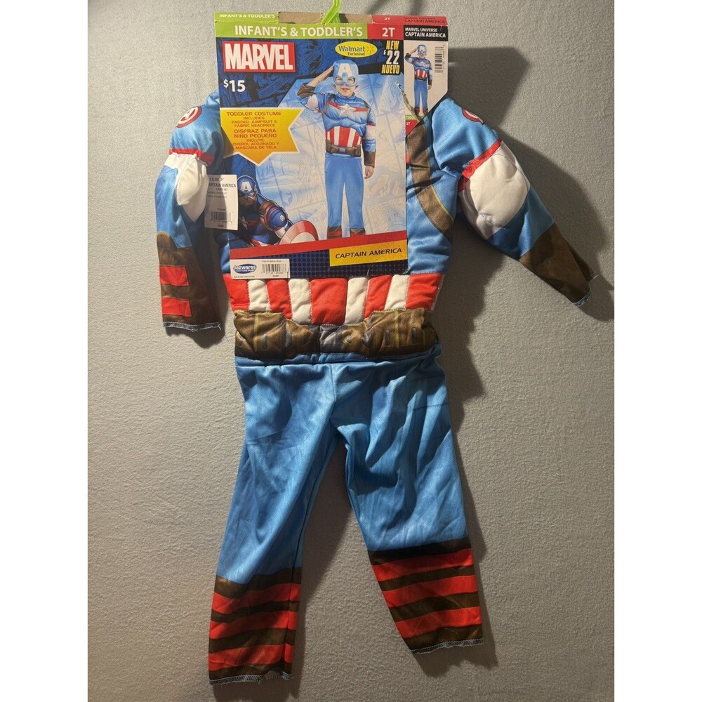 Marvel Captain America Padded Muscle Chest Costume Set w/ Mask Sz 2T + shield - Picture 7 of 7